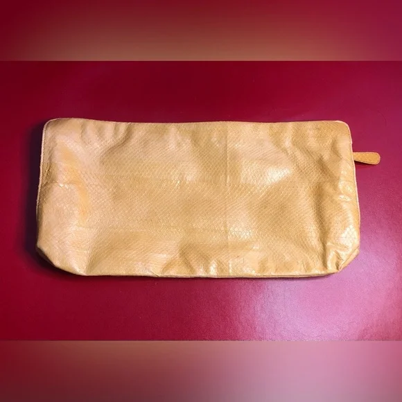 Beirn Real Snakeskin Yellow Clutch Pouch Near-Vintage - Picture 3 of 14